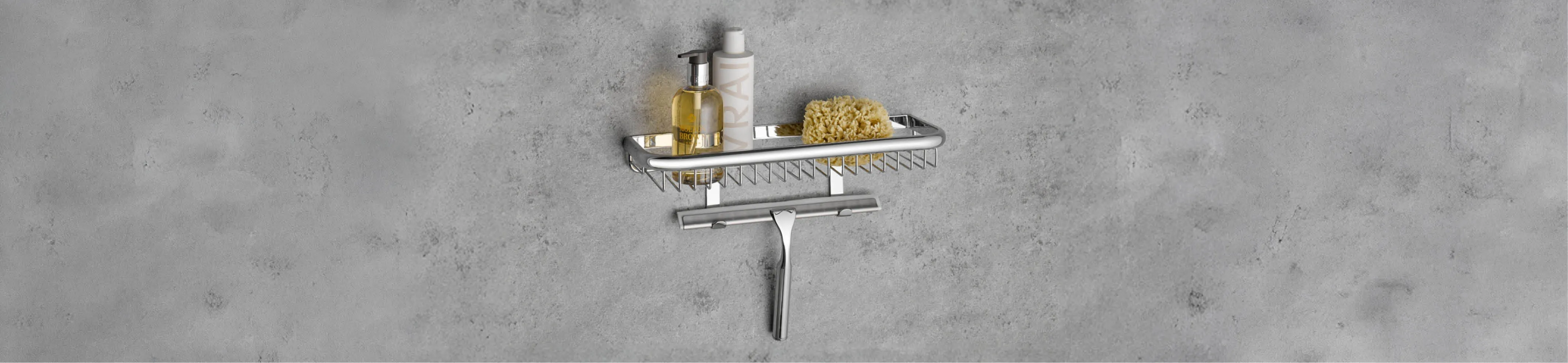 Header mit wandhängendem Premium-Duschkorb der Marke HSK.