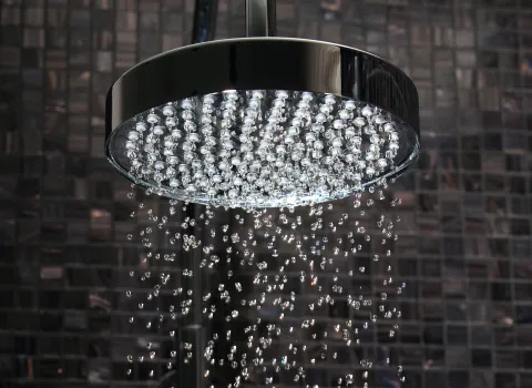 WasserfĂĽhrende Regen-Dusche.