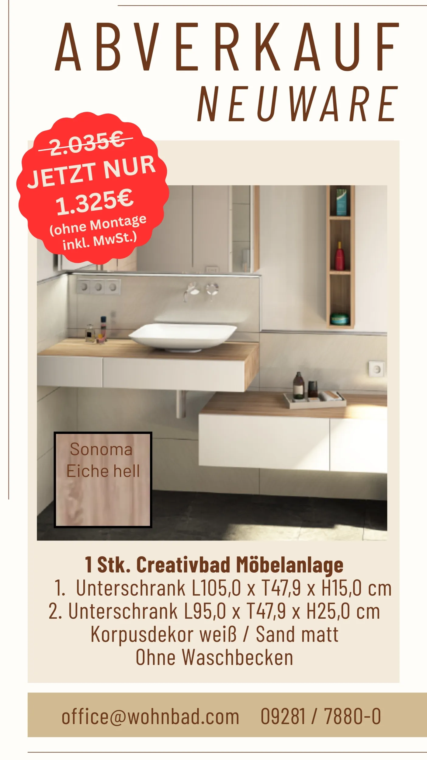 Creativbad Möbelanlage Abverkauf 