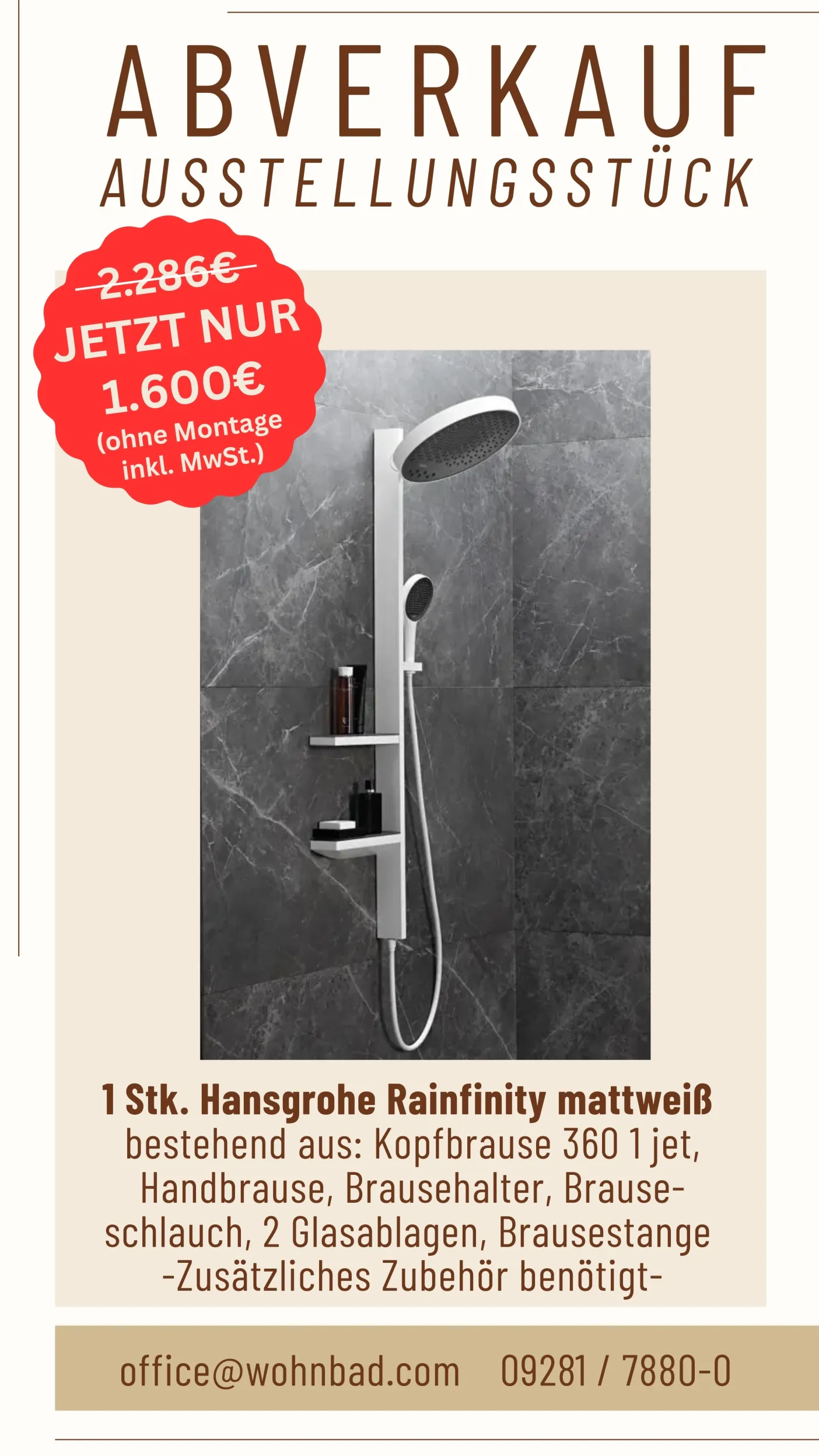 Hansgrohe Rainfinity mattweiß Ausstellungsstück