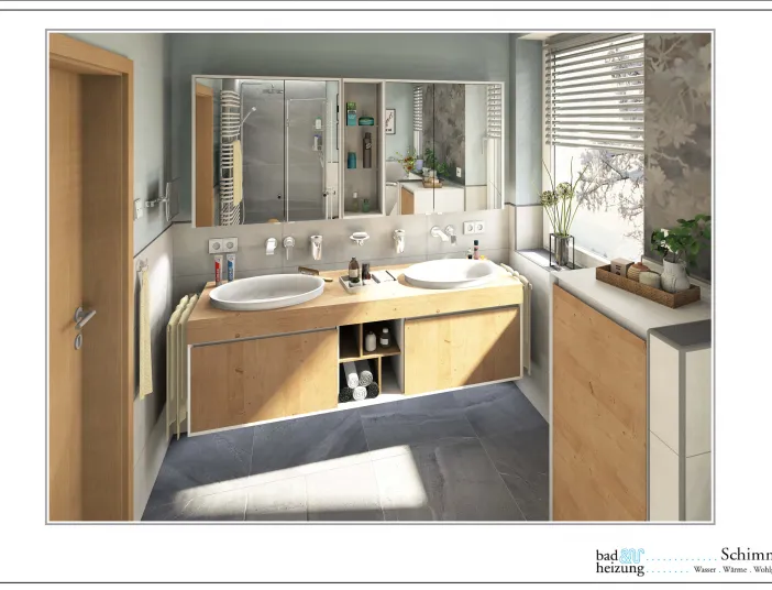 Musterplanung Badmodernisierung Ansicht Waschtischanlage