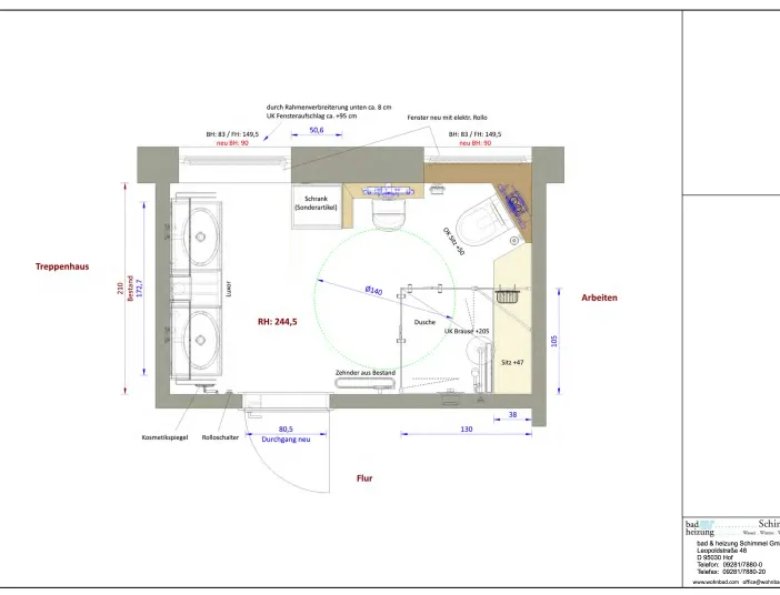 Musterplanung Badmodernisierung Grundriss